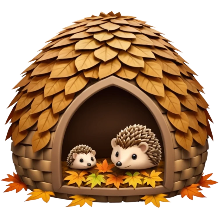 Hedgehog hut made of leaves emoji