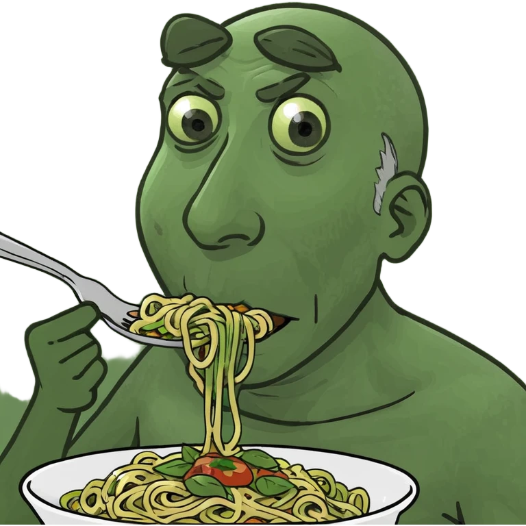 small Italian man hunched over eating spaghetti and watching Juventus lose emoji