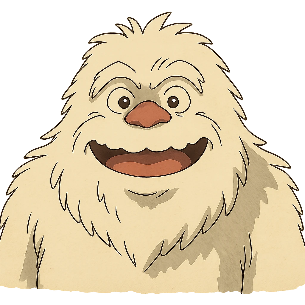 abominable snowman, clear and expressive, suitable for YouTube emoji, ghibli style emoji