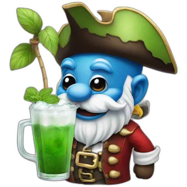 pirate Papa Smurf drinking mojito emoji