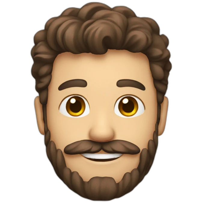 a man with brown hair, a beard and a mustache is smiling emoji