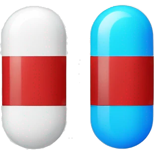 two pills, one blue, the other red emoji