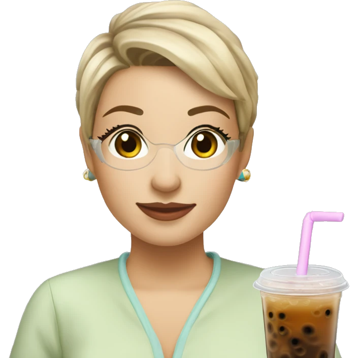 Valérie Pécresse buvant un bubble tea emoji
