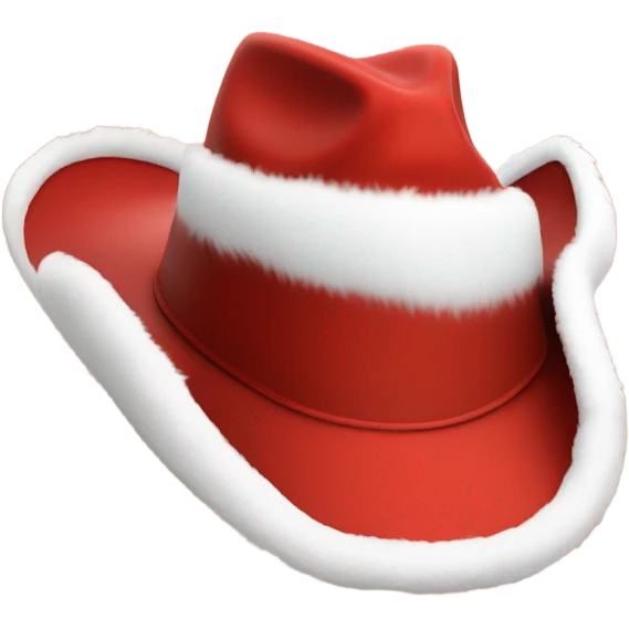 red cowboy hat that mimic the style of a santa hat that is red with white fur trim emoji