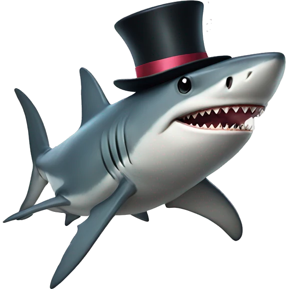 Shark with a top hat emoji