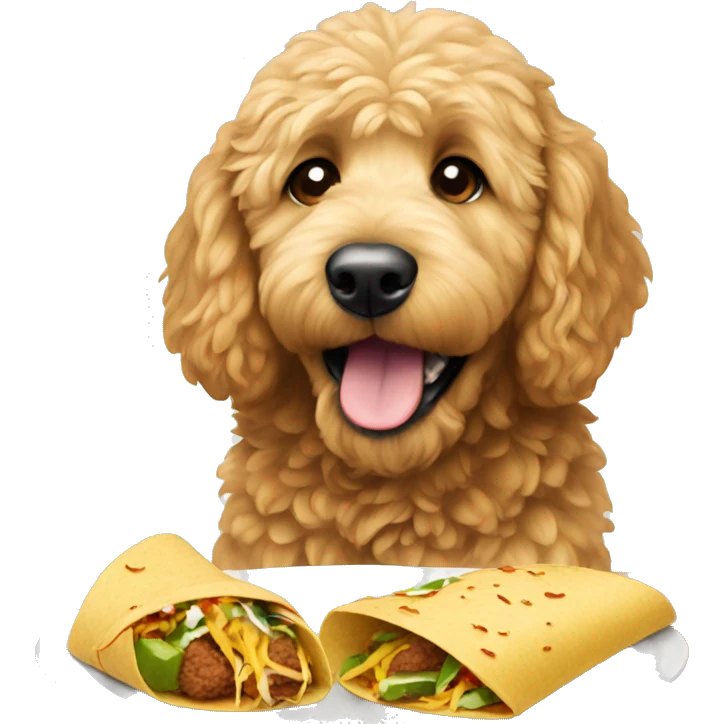 golden doodle eating tacos emoji