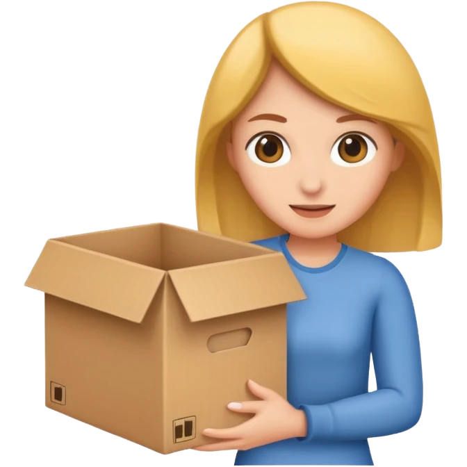 woman holding cardboard box emoji