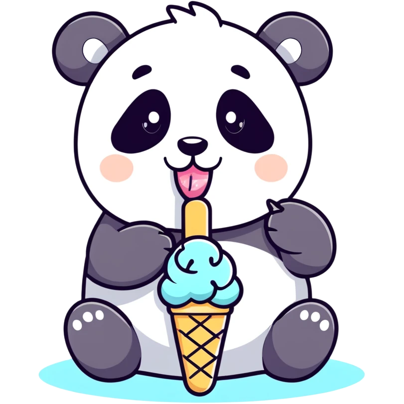 Panda eating ice cream emoji