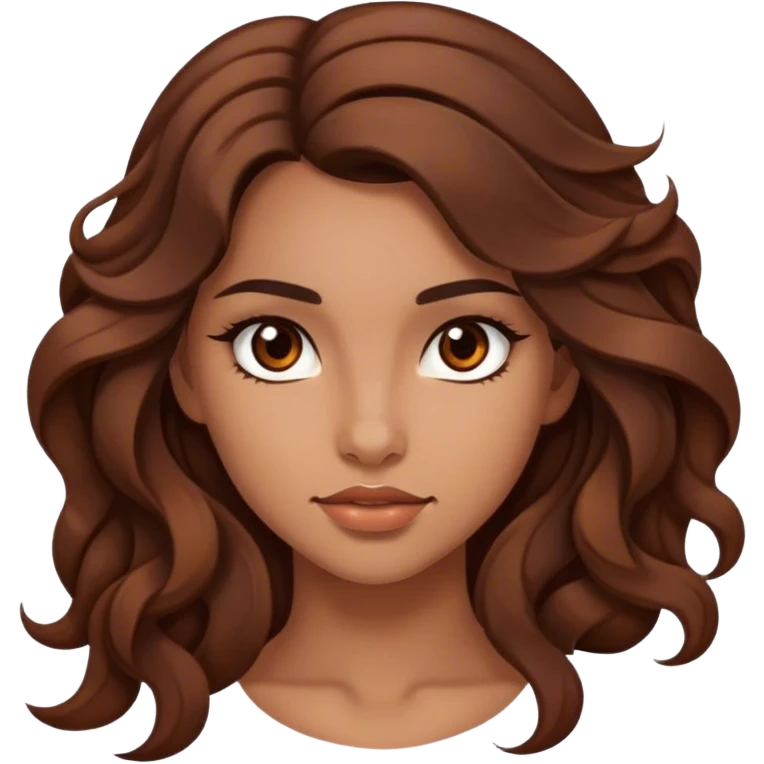 Beautiful girl,brown hair,wavy hair，long hair,brown eyes,hispanic,scorpio emoji