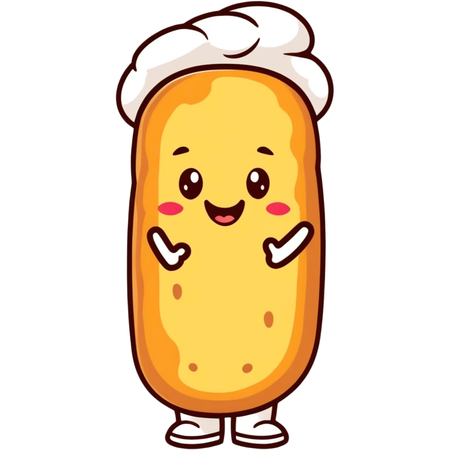 French bread with a happy face emoji