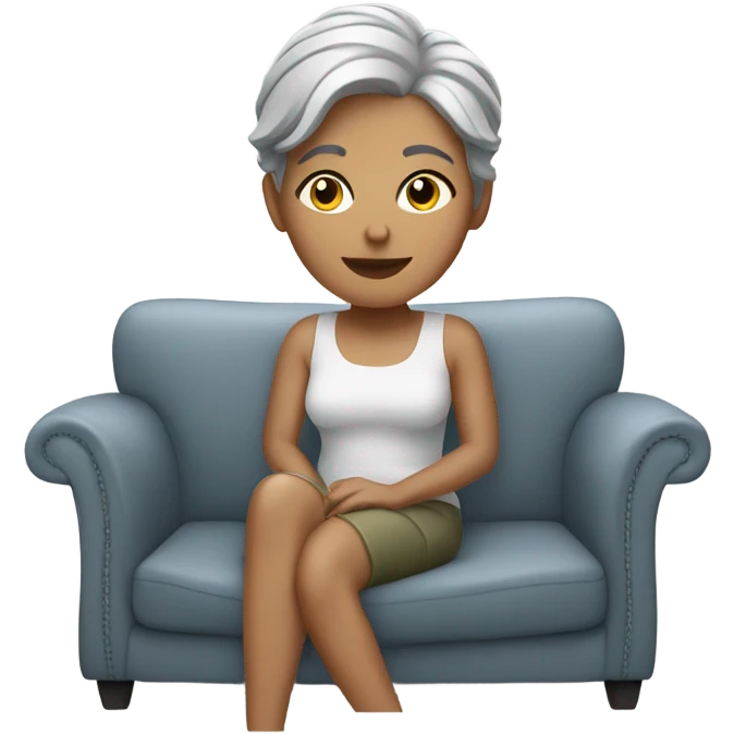 white woman short gray hair relaxing emoji