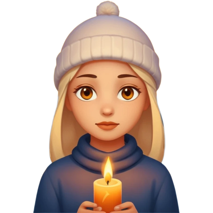 Fantasy human portrait emoji, warm candlelight reflection in eyes, winter evening mood, no extra accessories, emotional minimalism, clean emoji style, male/female variant
 emoji