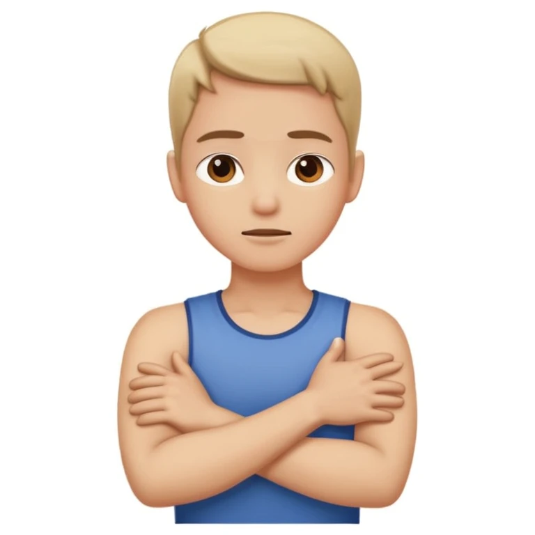 Arms crossed holding neck emoji