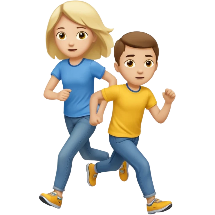 Three charater: a child’s sentimental running to return from his white father back to his yellow mother emoji