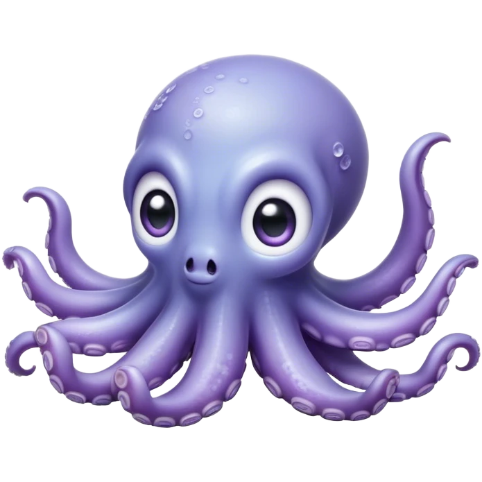 Cinematic Cute Baby Octopus Portrait Emoji, Head tilted slightly in a curious and endearing way, featuring a smooth, rounded light blue-purple body with enormous, sparkling eyes filled with warmth and innocence, delicate tentacles curling playfully, Simplified yet irresistibly adorable features, highly detailed, glowing with a soft, dreamy marine glow, high shine, affectionate and gentle, stylized with a touch of whimsical deep-sea charm, soft glowing outline, capturing the essence of a tiny, inquisitive octopus that looks ready to gently drift into your heart! emoji