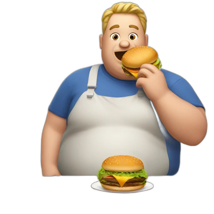 Fat man eating burger emoji