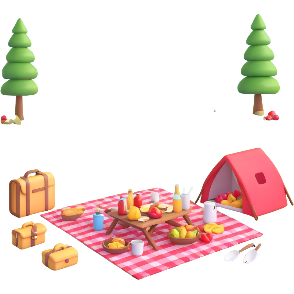 picnic by a peaceful lake emoji