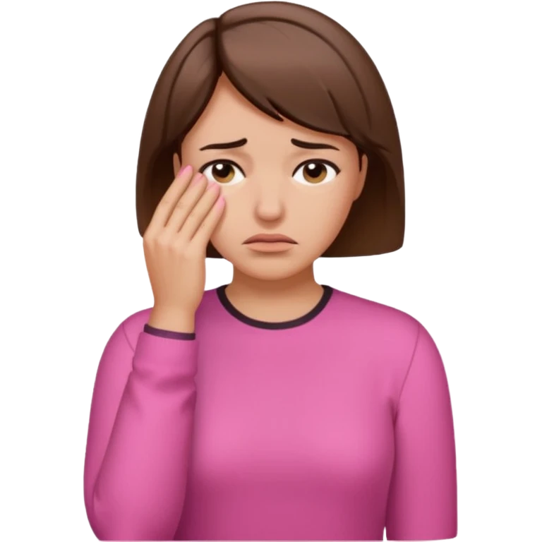 Woman with short brown hair and a pink shirt facepalming  emoji
