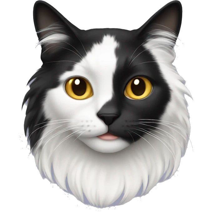 half black and half white long hair cat emoji