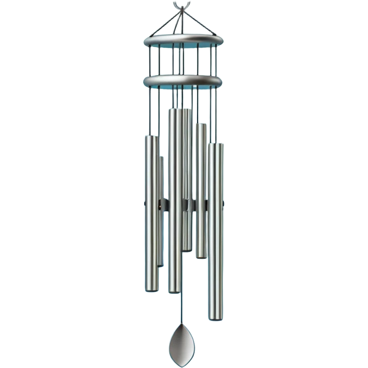 metal wind chime hanging with small tubes, emoji
