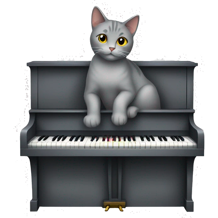 Gray cat in the piano emoji