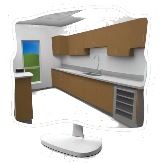3D sketchup of canteen in pc monitor emoji
