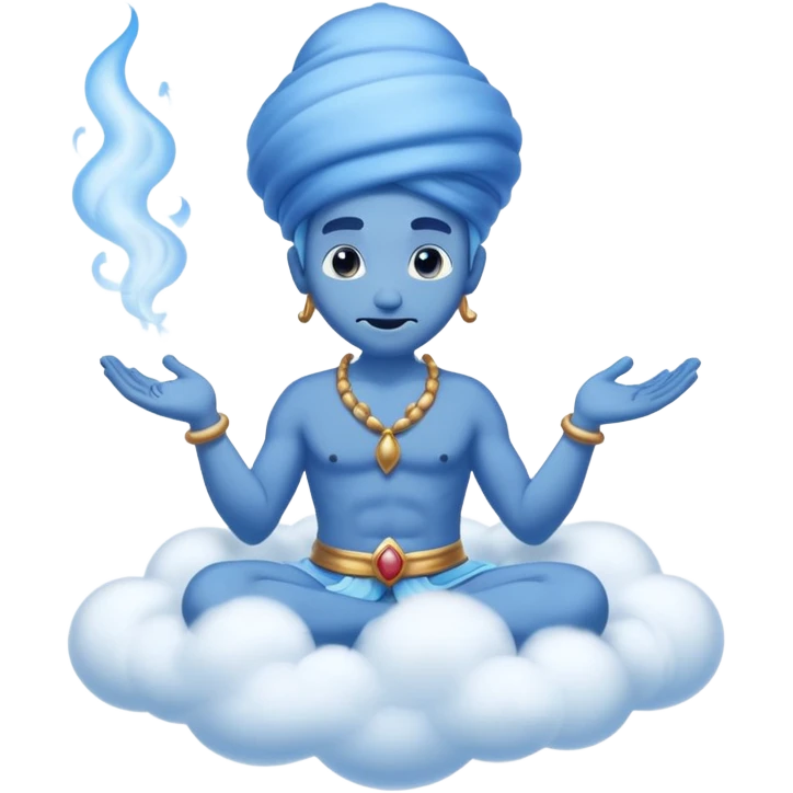 blue genie emerging smoke. emoji