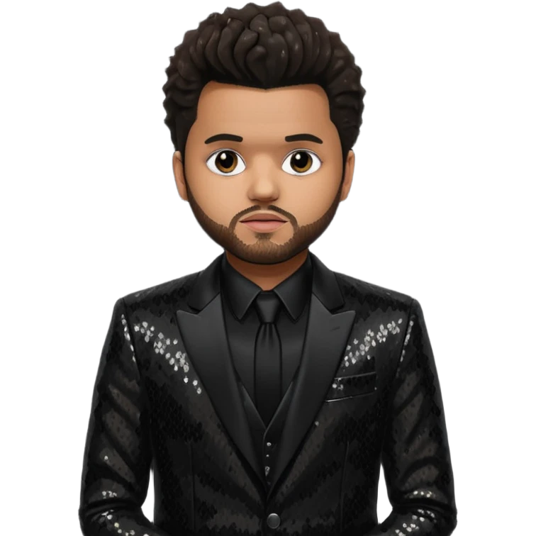 The Weeknd with Dark Brown Hair, Black Sequin Suit  emoji