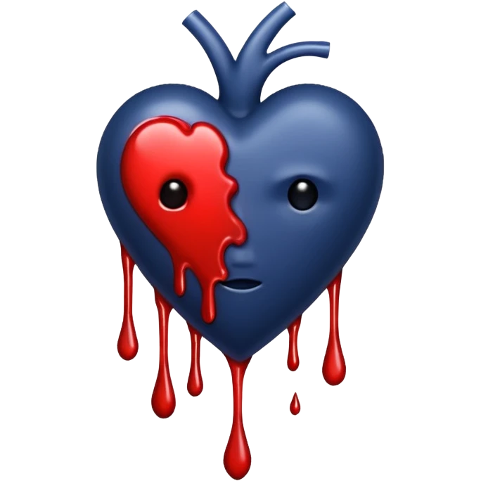 Bleeding navy blue heart with no face emoji