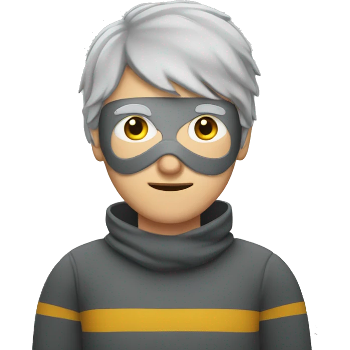 Burglar with eye mask and striped jumper and grey hair emoji