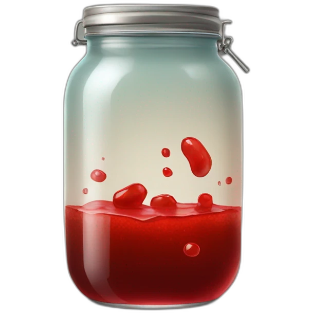 broken jar with red sirup leak and two legs emoji