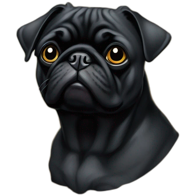 A cyberpunk black pug in Art Nouveau style during 1910 emoji