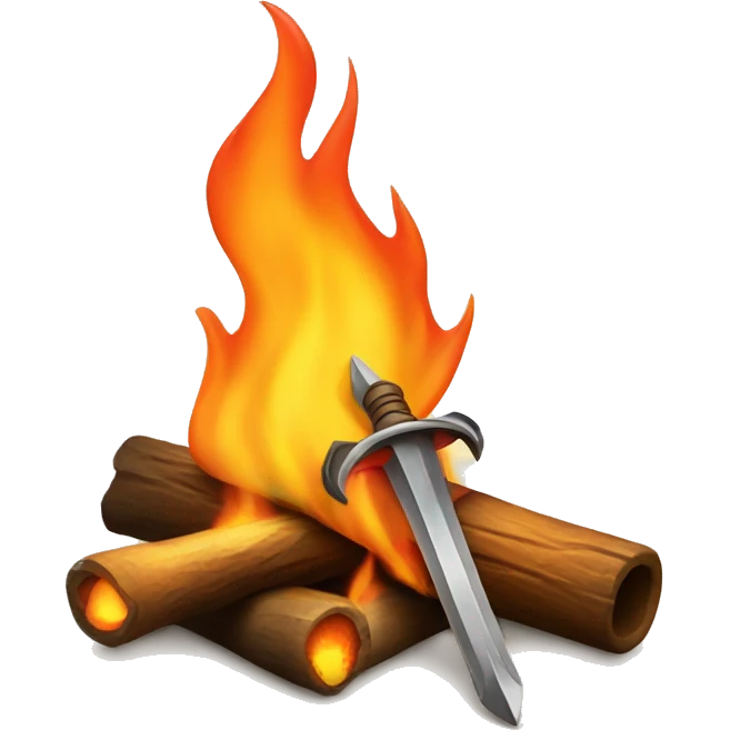  bonfire with a sword coming out of the flames emoji