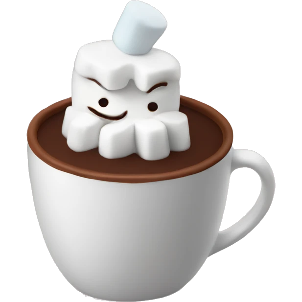Hot chocolate in a mug with marshmallow emoji