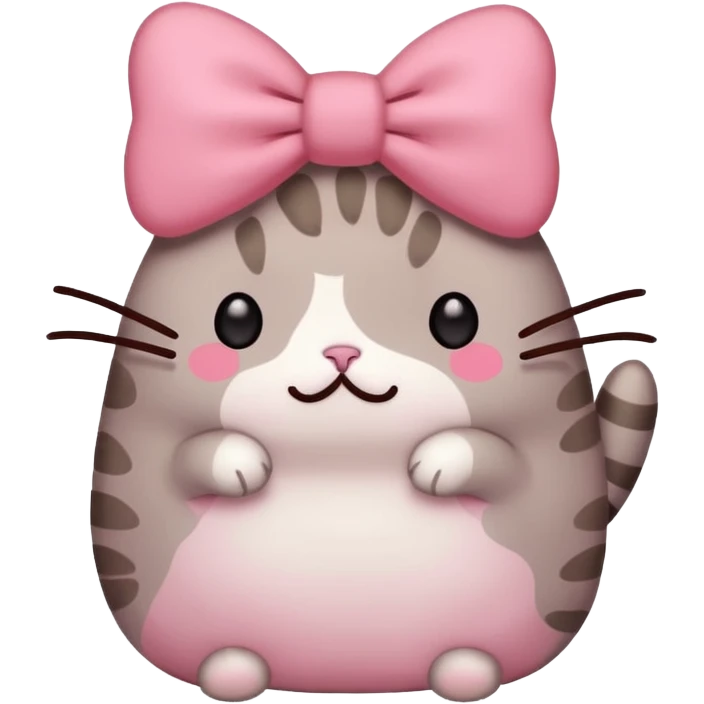 Pusheen cat hear red kawaii emoji