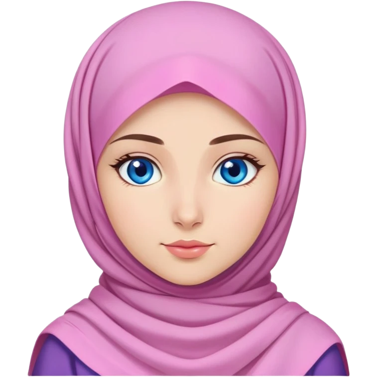 Turkish beautiful finish Konya girl blue eyes with pink crocus hijab and islamic dress emoji