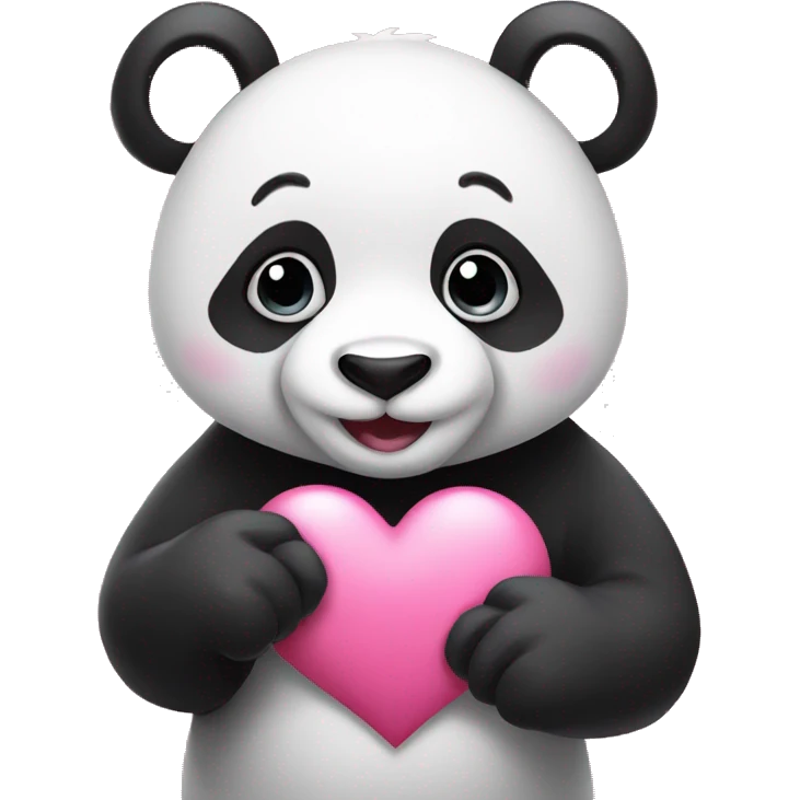 Panda holding a pink heart emoji