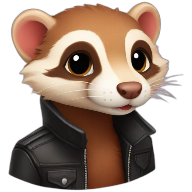 Red ferret wearing leather jacket  emoji