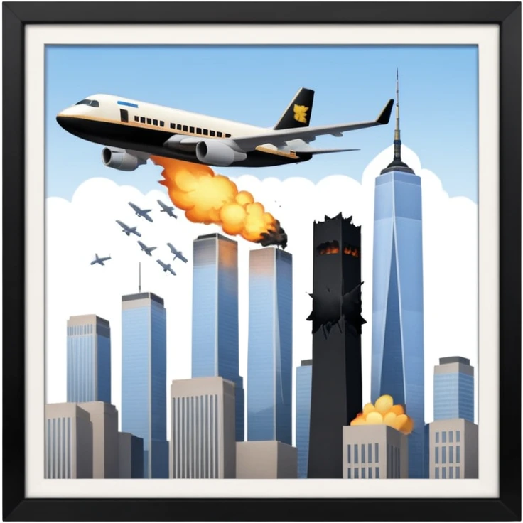 the number 21 on a plane flying into the twin towers emoji