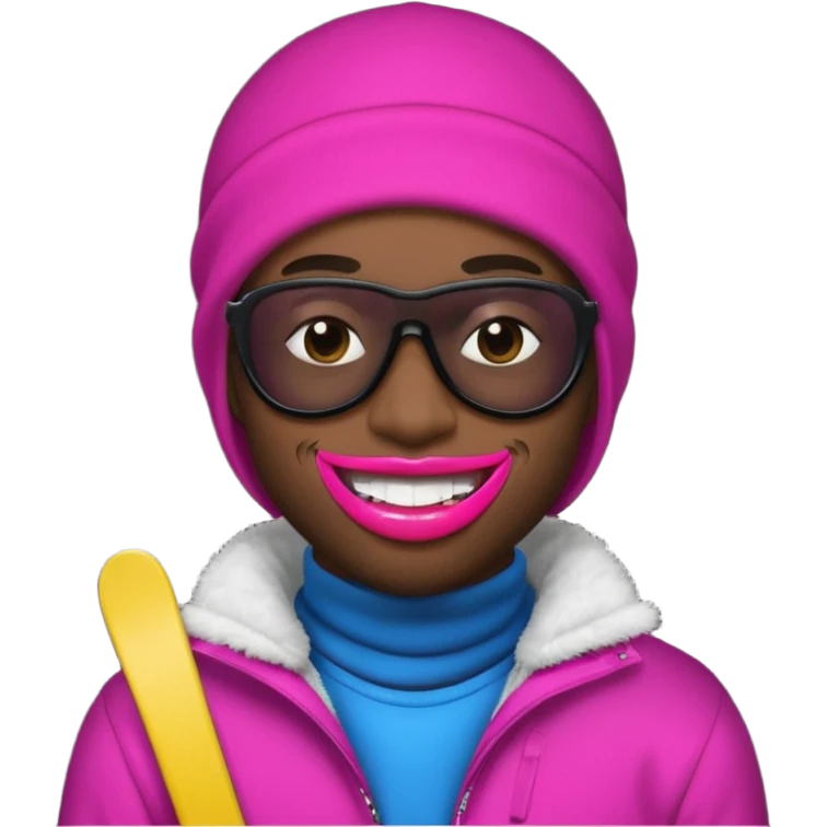 black guy, thug, ski mask, stealing, emoji, big pink lips emoji