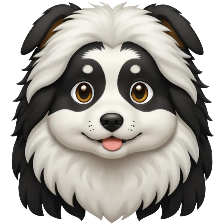 DOG BLACK AND WHITE WITH LONG HAIR emoji