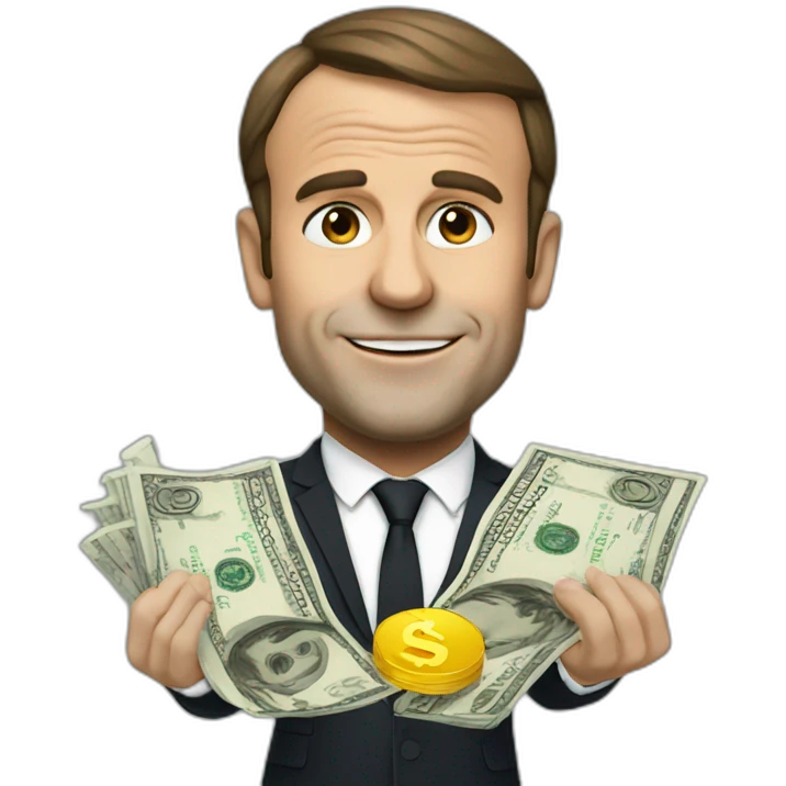 Macron with money emoji