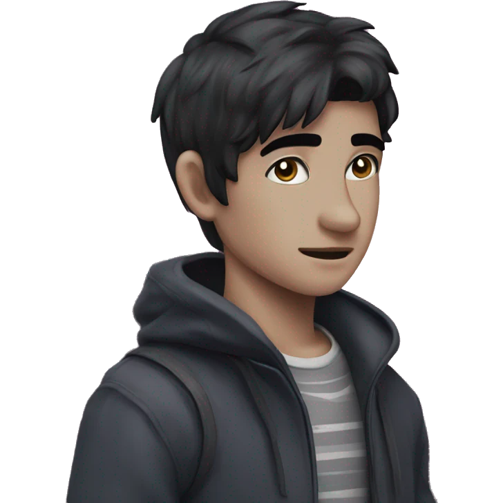 lonely boy portrait. emoji