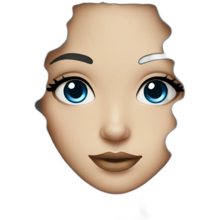 a white woman with curly black hair and blue eyeliner black eyes emoji