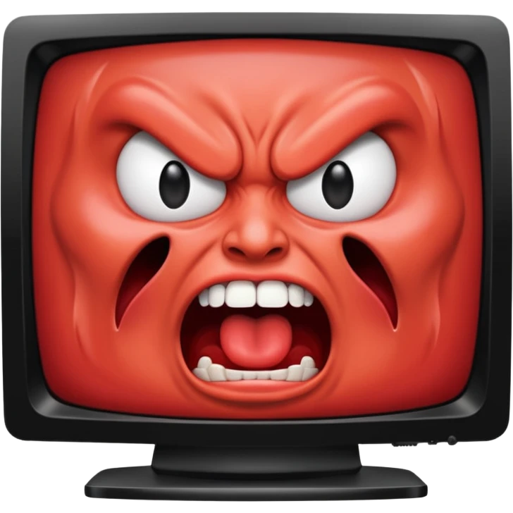 TV screen showing a screaming face emoji