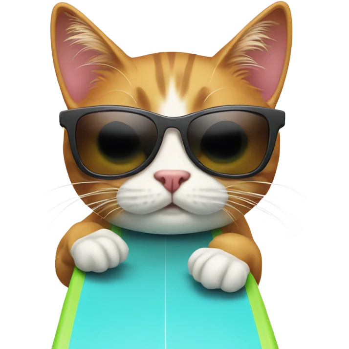 cat on a surfboard wearing sunglasses  emoji