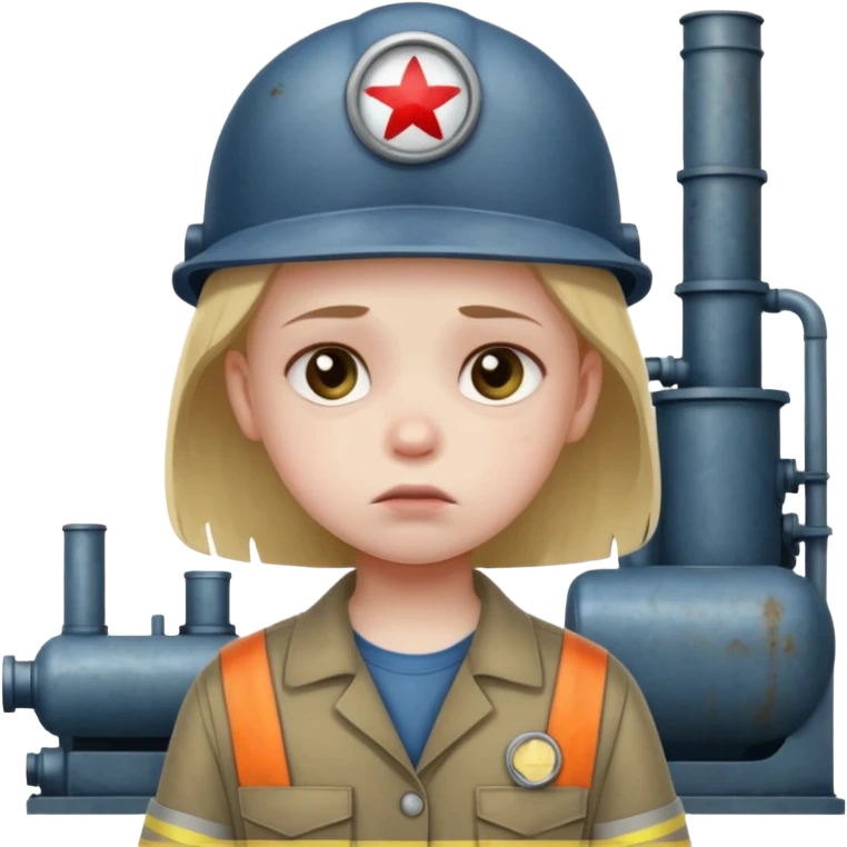 a child with a sad face works in a factory emoji