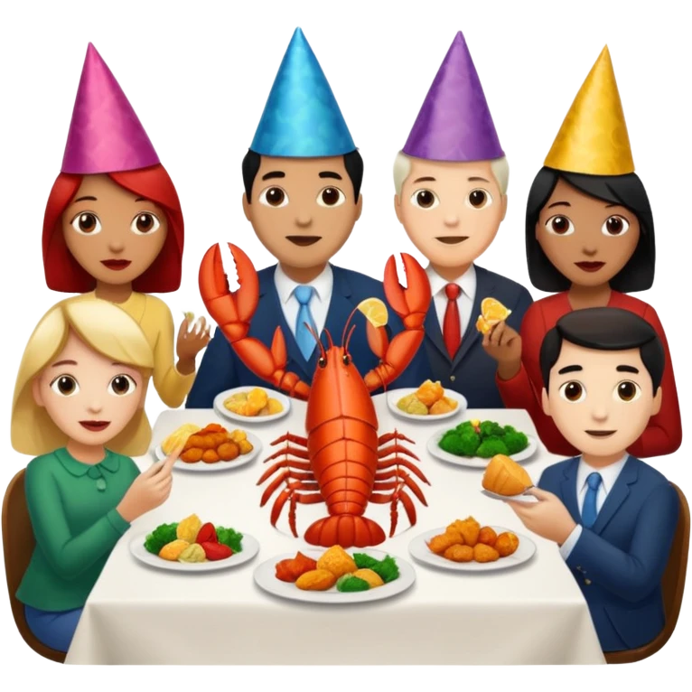 Too many people eating lobster at a family party emoji