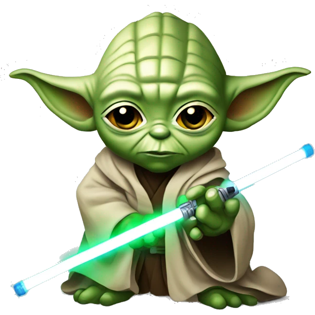 star wars Yoda using lightsaber emoji