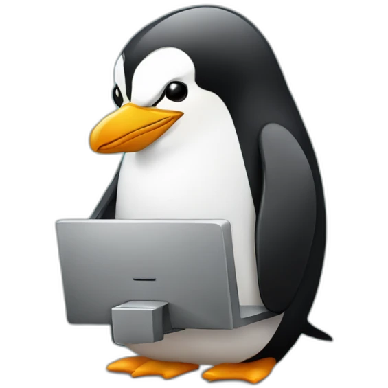 a developer penguin with computer emoji